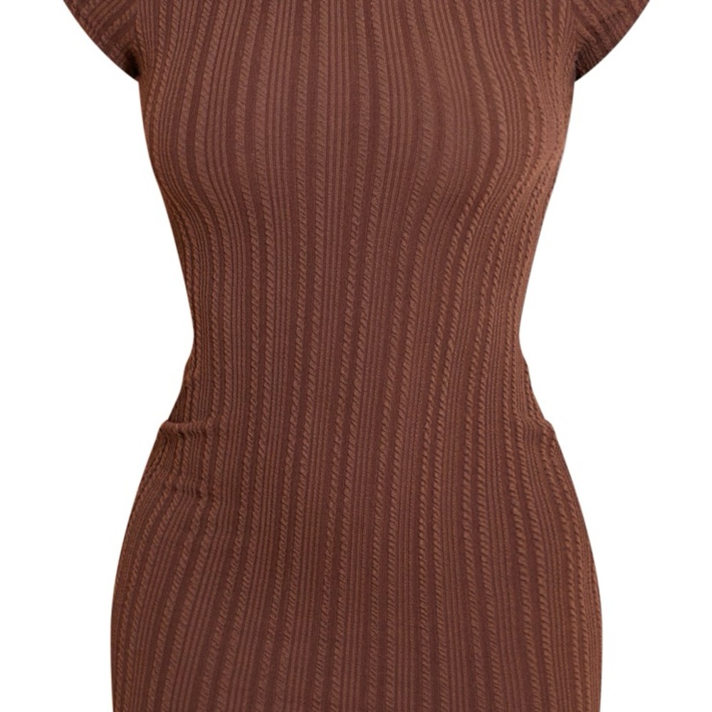 PrettyLittleThing Chocolate Ribbed Mini Dress - Picture 2 of 6